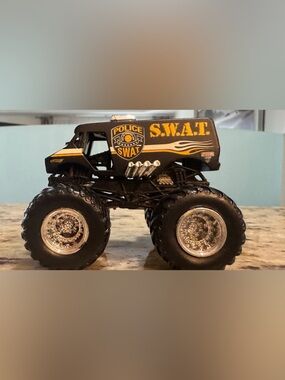Hot Wheels Monster SWAT Monster Truck Toy - Black and Yellow Kids Vehicle